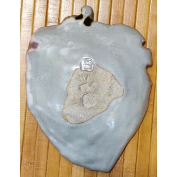 Vintage Studio Art Pottery Majolica Style Grape Leaf Trinket Dish 8.25x6" Signed - Picture 7 of 10